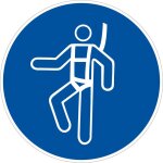 Panneau port du harnais de s�curit� obligatoire - signalisation epi - aluminium 2 mm - diam�tre 125 mm ...