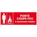 Panneau porte coupe feu  maintenir ferme. signalisation incendie. - adhsif - 350 x 125 mm