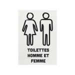 Panneau pvc  toilettes homme et femme  fond blanc format a5