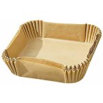 Papier de cuisson jetable carr� pour friteuse � air chaud, antiadh�sif, imperm�able, couleur bois.