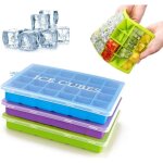 Paquet de 3 bacs � gla�ons en silicone avec couvercle, machine � gla�ons transparente r�utilisable pour ...