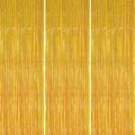 Partywoo 3 pi�ces rideau frange anniversaire or, rideaux � franges en aluminium, rideau m�tallique de ...