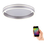 Paul neuhaus q - vito plafonnier semi - encastr� � led int�gr� en acier, 1 led 27 w, intensit� variable ...