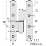 Paumelle contre coudée zingué la loutre nf - 110 x 70 x 80 mm - gauche - 90° Paumelle contre coudée zingué la loutre nf - 110 x 70 x 80 mm - gauche - 90°