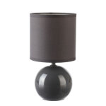 Lot de 2 lampes c�ramique boule en gris, hauteur 25 cm pegane