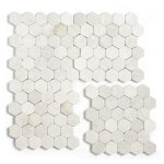 Carrelage mosaque (boite de 1m) / plaque de mosaque mur et sol en marbre naturel coloris blanc - 33 ...
