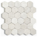 Carrelage mosaque / plaque de mosaque mur et sol en marbre naturel coloris blanc - 33 x 33 cm pegane ...