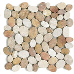 Pegane - carrelage de mosaque / plaque mosaque mur et sol en marbre naturel coloris blanc et beige ...