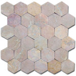 Carrelage mosa�que / plaque de mosa�que mur et sol en marbre naturel coloris rose - 33 x 33 cm pegane ...