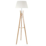 Pegane - lampadaire table en bambou / lin - h 156 x d 46 cm Pegane - lampadaire table en bambou / lin - h 156 x d 46 cm