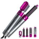 Peigne  air chaud multifonctionnel 5 en 1, lisseur  double usage sec et humide, cheveux boucls, boucle ...