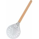 Pelle � pizza ronde 7 pouces, pelle � pizza perfor�e avec longue poign�e en bois amovible, fabriqu� en ...