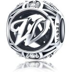 Pendentif charm femme lettre de l'alphabet az initiale en argent sterling 925 perles correspondantes ...