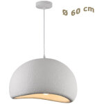 Pendentif lustre plafond effet pierre blanc �40 / 50 / 60cm connexion e27 ip20 b16 - b - 60 cm -