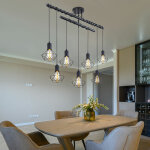 Pendule faisceau lumineux salon salle � manger �clairage cage plafonnier suspendu noir - matt r�glable ...