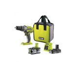 Ryobi - perceuse  percussion 18v one + - 1 batterie 4, 0ah et 2, 0ah - chargeur rapide - r18pd3 - 242s ...