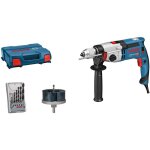 Perceuse � percussion gsb 24 - 2 bosch avec jeu de m�ches � bois et scie cloche dans un coffret en l