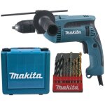 Perceuse � percussion makita 13 mm 680w + coffret de for�ts offerts - hp1641k1x