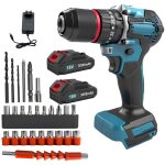 Perceuse � percussion sans fil 18 v, 3000 coups / min, 2 batteries 3, 0 ah, r�glage du couple sur 35 ...