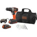 Perceuse  percussion sans fil 18v black + decker bcd003ba10s - qw 21000cps / min avec 2 batteries 1, ...