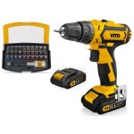Perceuse visseuse 14. 4v + 2 batteries lithium 2ah + coffret 32 embouts + chargeur et mallette vito