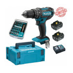 Perceuse visseuse � percussion makita 18v 62nm dhp482 + 2 batt 5 ah + 30 embouts de vissage + porte - ...
