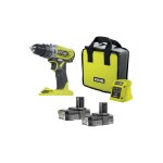 Perceuse - visseuse  percussion one + 18v - 2 batteries 2. 0 ah - 1 chargeur - r18pd2 - 220s - ryobi ...
