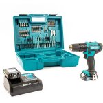 Perceuse - visseuse � percussion sans fil makita hp333dsax1 12v 2x 2, 0 ah batterie + chargeur en coffret ...