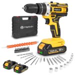 Perceuse visseuse sans fil 21v, visseuse devisseuse avec 2 batteries , 45n. m percussion, 25 + 3 r�glages ...