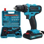 Perceuse visseuse sans fil 21v, perceuse �lectrique sans fil avec 2 batterie + 24 accessoires, 25 + 3 ...