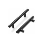 Lot de 10 poignees meubles porte poignes placard tiroirs en acier inoxydable avec vis noir - entraxe ...