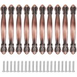 Lot de 10 poign�es meubles vintage poign�es sculpt�es pour armoire tiroir contient vis bronze rouge - ...