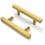 Lot de 10 poignes porte armoire en acier inoxydable poigne meuble barre en t avec vis or - entraxe ...