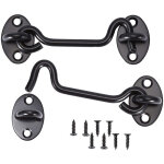 2 pi�ces crochet de cabine noir en acier inoxydable loquet verrou de fen�tre porte pour garage hangar ...