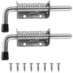 2 pi�ces verrou porte � ressort en acier inoxydable 128mm loquet de porte pour garage avec vis