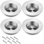 4 pices poigne de porte coulissante poigne encastrable ronde pour tiroirs armoires avec vis - argent ...