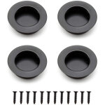 4 pices poigne de porte coulissante poigne encastrable ronde pour tiroirs armoires avec vis - noir ...