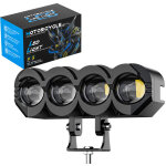 Phare led moto 4 perles 33w csp3570, double couleur blanc jaune ip68 dc9 - 80v, modes contr�l�s s�par�ment, ...