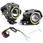 Phare moto led angel eyes 12v 30w 3000lm u7 - lot de 2
