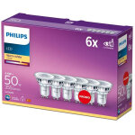 Philips - ampoule led spot gu10 50w blanc chaud, verre, lot de 6