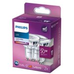 Philips - ampoule led spot gu10 50w blanc froid, verre, lot de 2