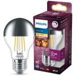 Philips ampoule led standard e27 50w blanc chaud calotte argentée, compatible variateur, verre Philips ampoule led standard e27 50w blanc chaud calotte argentée, compatible variateur, verre