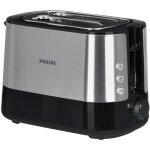 Grille - pain philips viva collection hd2637 / 90 2 tranches noir, acier inoxydable