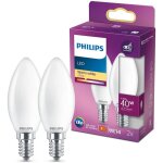 Ampoule led flamme e14 40w blanc chaud dpolie, verre, lot de 2 - philips