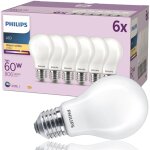 Philips - pack de 6 ampoules led e27, 40w, 2700k, blanc chaud, verre