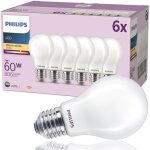 Philips - pack de 6 ampoules led e27, 40w, 2700k, blanc chaud, verre