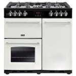 Piano de cuisson / cuisini�re gaz stove gourmet 90dft fr 5 foyers, 2 fours et 1 grill blanc - 444444662 ...