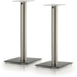 Pieds pour enceintes � poser sp100 verre tremp� noir et alu bross� - lot de 2