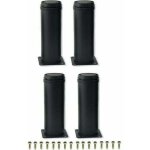 Pieds de meuble en acier inoxydable noir 15 cm ? r�glables avec 4 trous de fixation ? pour canap�s, tables ...