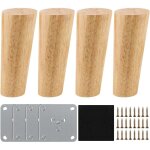 Pieds de meuble bois de rechange 12cm, lot de 4 pieds de meuble en bois pieds de meuble avec plaque de ...